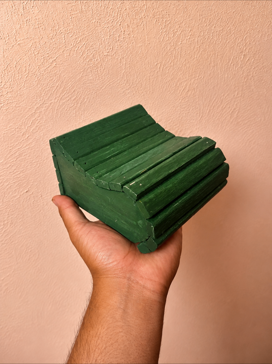 Green painted mini slatted chair